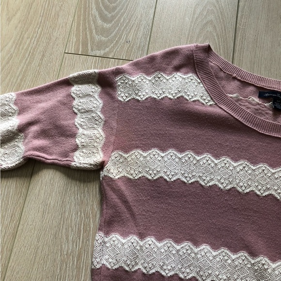 American Eagle Outfitters Dusty Pink Lace Detail Sweater - Picture 11 of 11